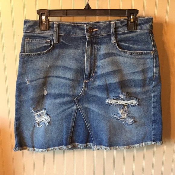 Arizona Jean Company Dresses & Skirts - Arizona jean co blue jean skirt size 9 distressed details